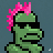Pixel-art Nessie with a pink mohawk and sunglasses
